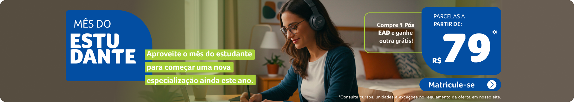 Banner campanha de pós em dobro Agosto uniderp